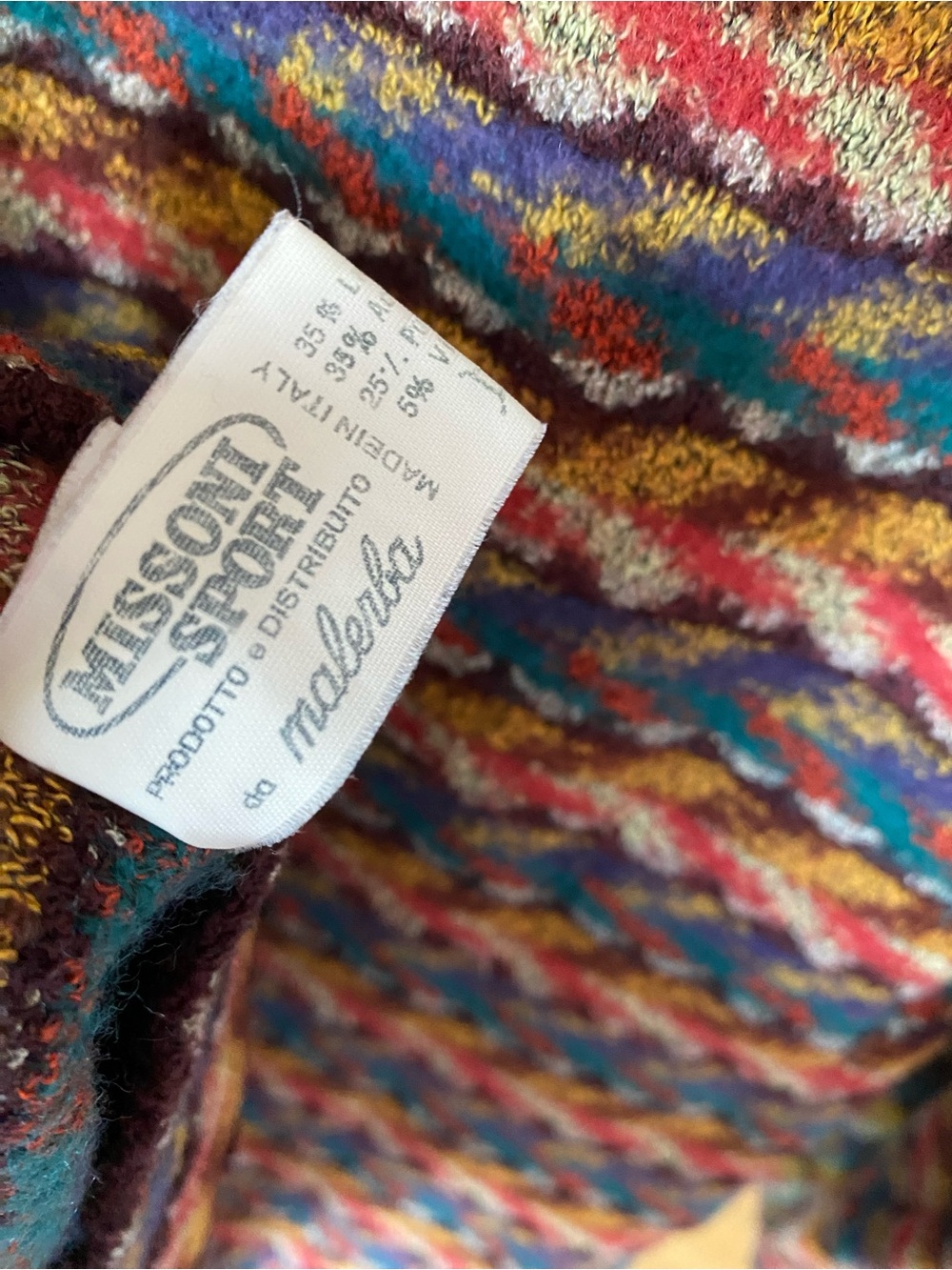 Vintage 90s Missoni Sport Multicolor Wave-Pattern Crewneck Cropped Boxy Sweater - Picture 8 of 14